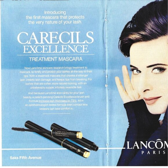 Carecils Excellent Treatment Mascara Lacombe Paris Saks 1990s Vintage Print Ad 2 - Picture 2 of 4